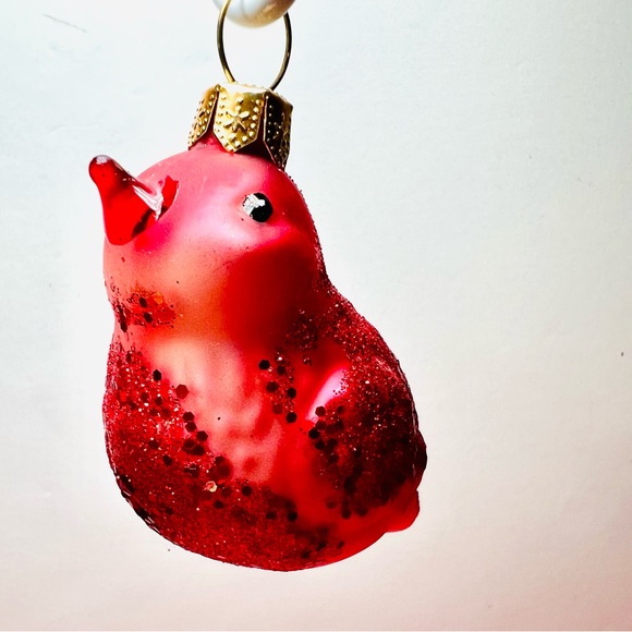 Polish Glass Red Bird Christmas Ornament Cardinal Robin Nature Hand Painted - Picture 6 of 12